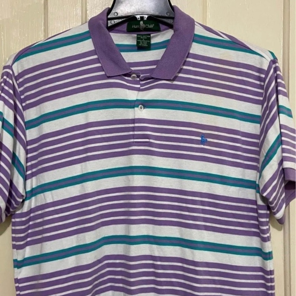 Hunt‎ club men’s polo Striped shirt Large